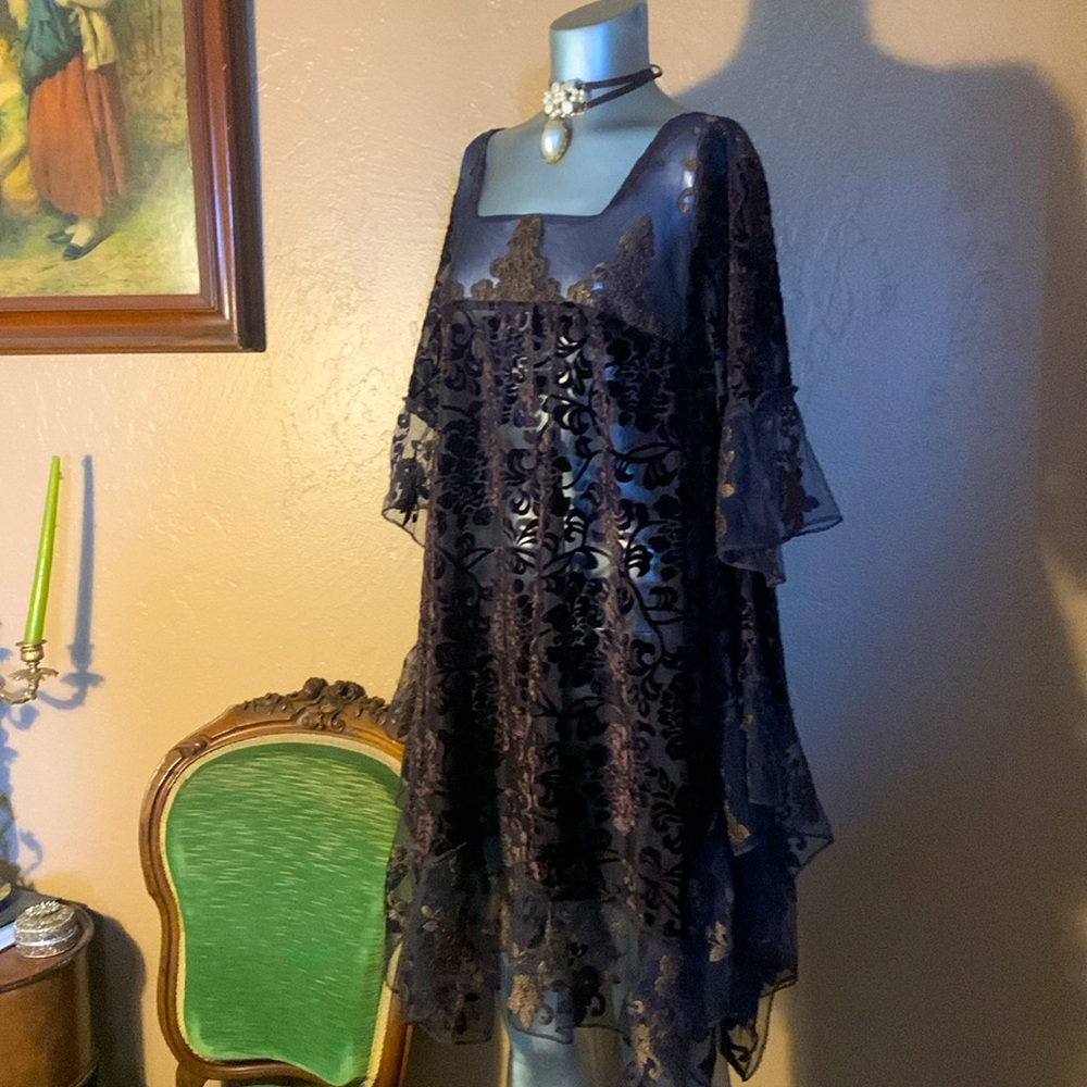 Mina Collections Tunic Tapestry Velvet Tunic Dress.  Sz S